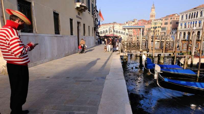 Venice: usually floods, but now dry canals