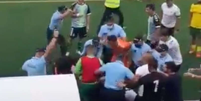 Police interrupt the riot with ten pistol shots
