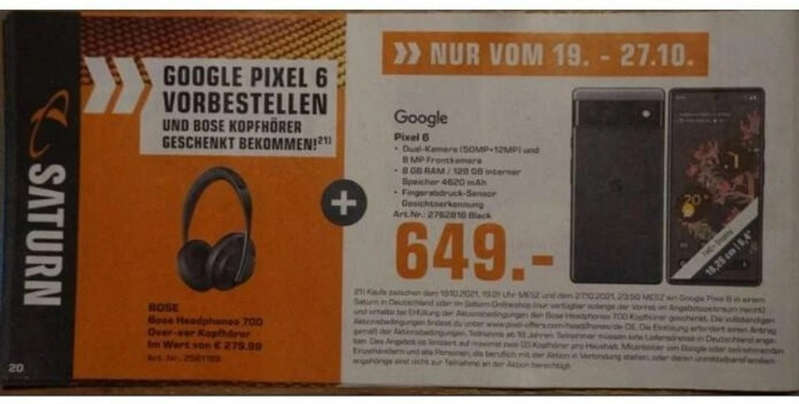 In Europe, Google Pixel 6 will be asked for 649 euros