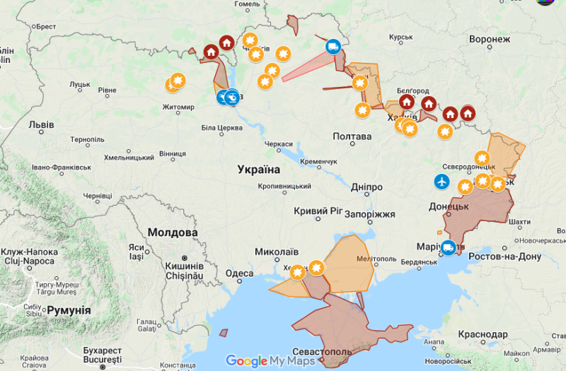 Interactive map of hostilities in Ukraine