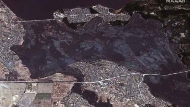 Spill shown on satellite images Irpen River