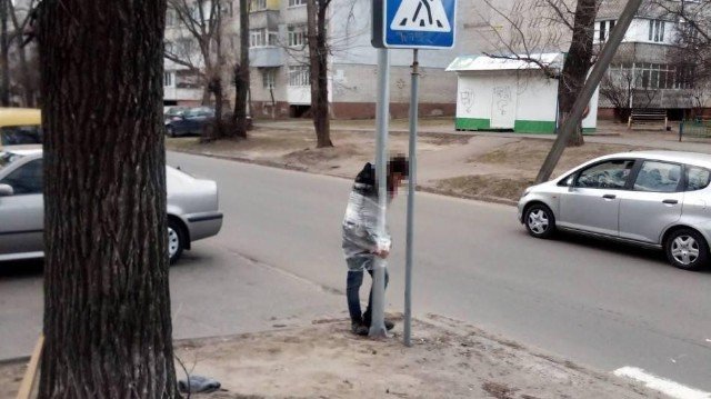 In Cherkasy, a man was tied to a post for trying to steal a sausage