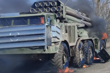 Ukrainian Armed Forces destroyed a convoy of Russian equipment near Pryluki and took away MLRS Uragan