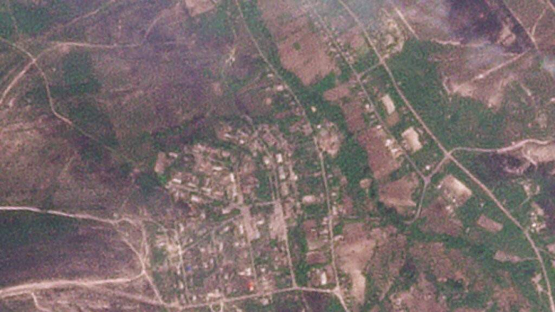 The bombed out school in Belogorovka was shown on satellite photos