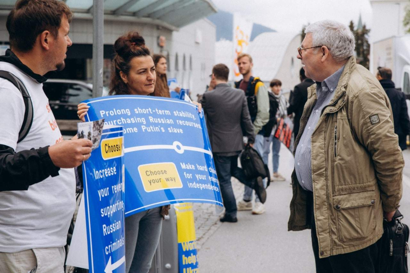 Stop Bloody Energy: activists in Davos protested against energy business from Russia