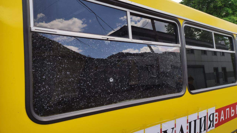  During the evacuation from the Mountain community, the invaders fired on a bus with people