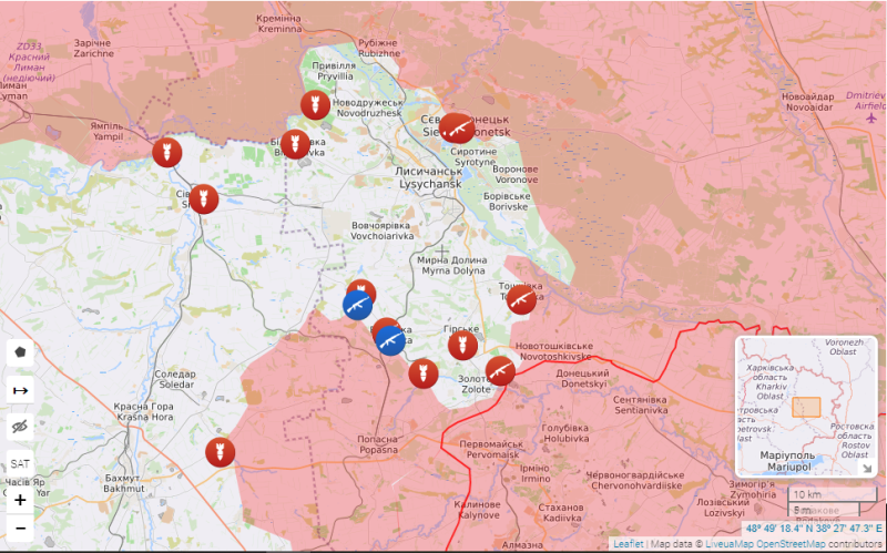 The Armed Forces of Ukraine were pushed back from the center of Severodonetsk: a map of hostilities as of June 13