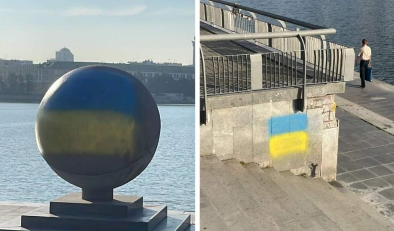 The center of Russian Yekaterinburg was decorated with Ukrainian flags : nice photos