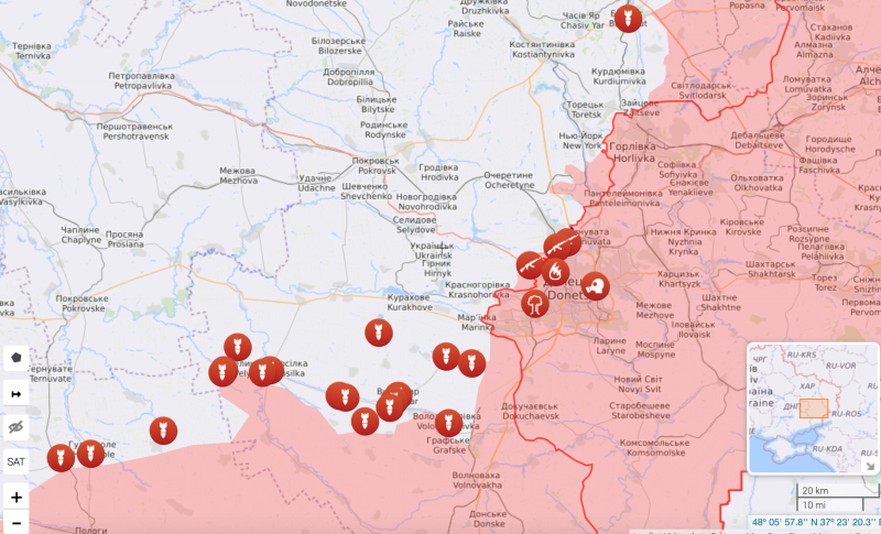 Unsuccessful enemy assaults near Bakhmutsky and Zaitsev: map of hostilities as of August 11