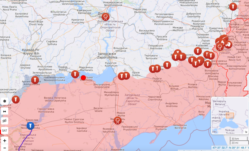 Unsuccessful enemy assaults near Bakhmutsky and Zaitsev: map of hostilities as of August 11