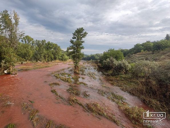 After the strikes on Krivoy Rog, the water in Ingulets turned blood red: amazing photos