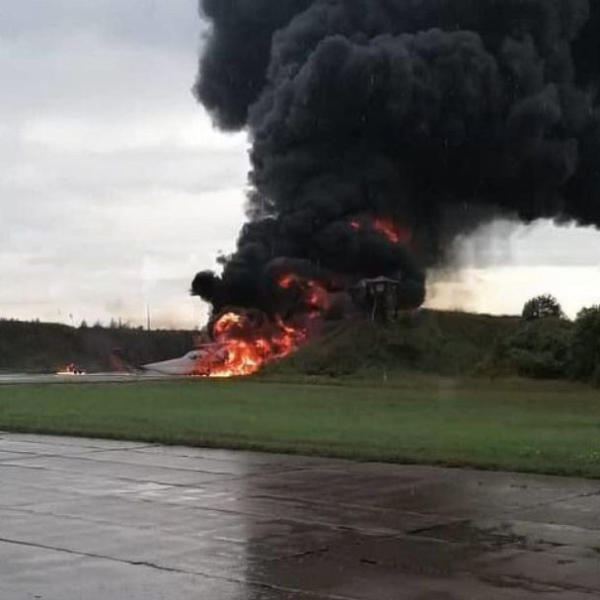 Photos of an aircraft explosion at the Russian military airfield 