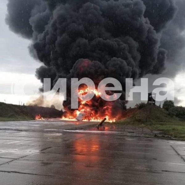 Appeared photo of an airplane explosion at the Russian military airfield "Soltsy"