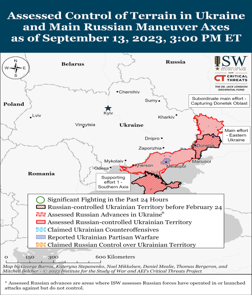  Map of military operations as of September 14, 2023 — situation at the front