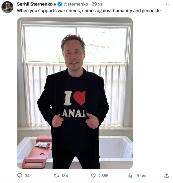 Musk posted an outrageous meme about Zelensky with the help of Ukraine and ran into criticism (photo)