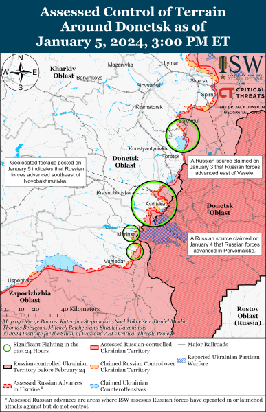 Карта боевых действий на 6 января 2024 года — ситуация на фронте