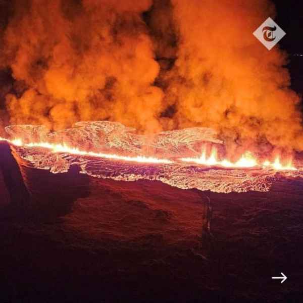 В Исландии началось извержение вулкана – жителей одного из городов эвакуировали (фото, видео)