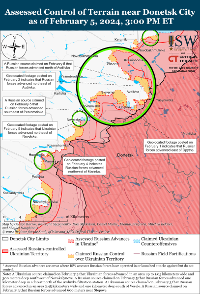 Вблизи Авдеевки есть продвижение ВСУ, продолжаются позиционные бои — ISW