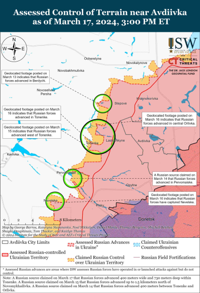 Карта боевых действий на 18 марта 2024 года – ситуация на фронте