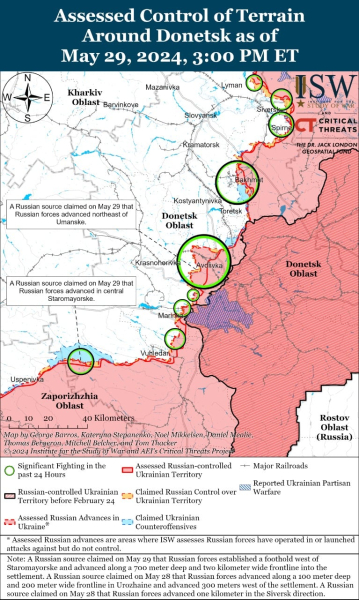 Карта боевых действий на 30 мая 2024 — ситуация на фронте