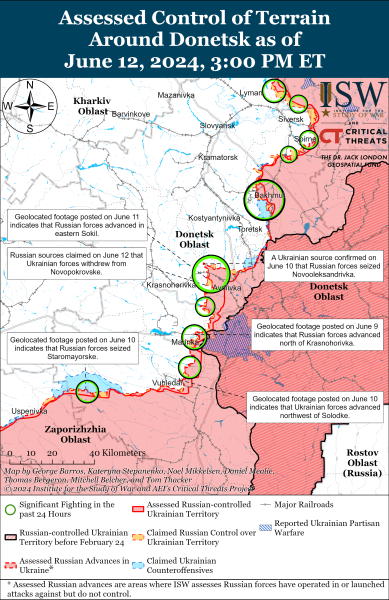 Карта боевых действий на 13 июня 2024 года — ситуация на фронте