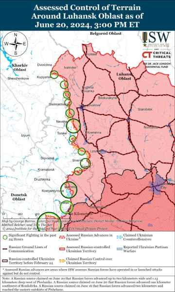 Карта боевых действий на 21 июня 2024 — ситуация на фронте