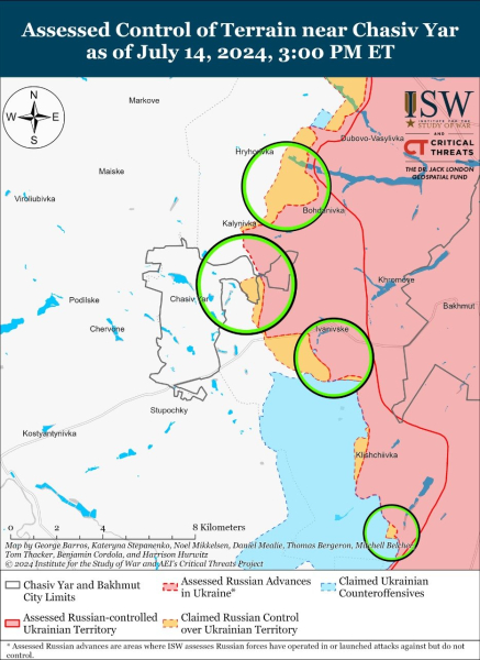 Карта боевых действий на 15 июля 2024 — ситуация на фронте