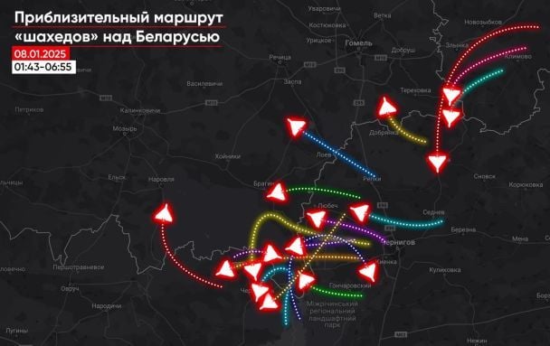 На территории Беларуси зафиксировано более 17 заходов российских дронов "Шахед"