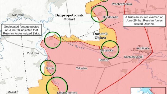 Map of battle actions for 29 chervenya 2025