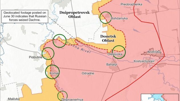 Map of combat actions for July 2, 2025