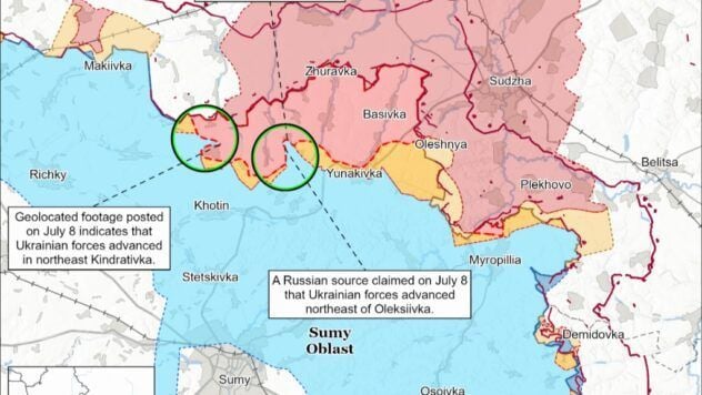 Map of military actions in Ukraine on 9 June 2025