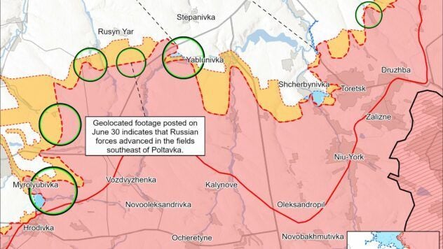Map of combat actions for July 2, 2025